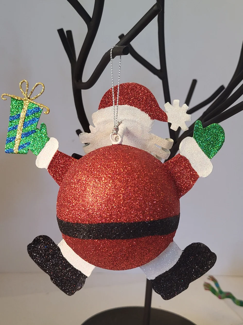 S/4 Pier 1 Glitter Ornaments Santa,Reindeer,Cardinal, Nutcracker